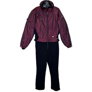 Nils Vintage One Piece Snowsuit L 12 Insulated Ski Snow Burgundy Black